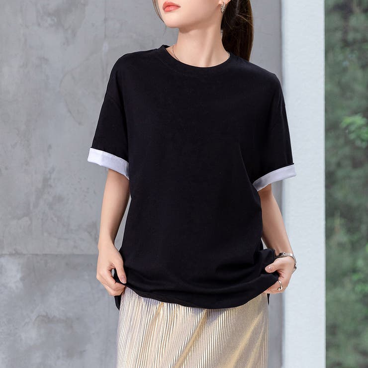 ブラック×ホワイト | Tシャツ レディース 半袖 | teddyshop