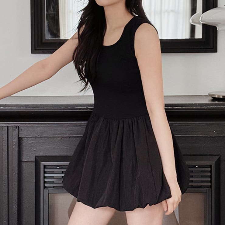 ブラック | バルーンワンピース レディース ミニ | teddyshop