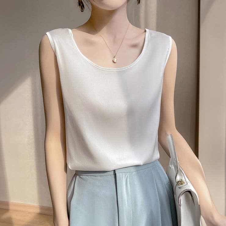 ホワイト | タンクトップ レディース Uネック | teddyshop