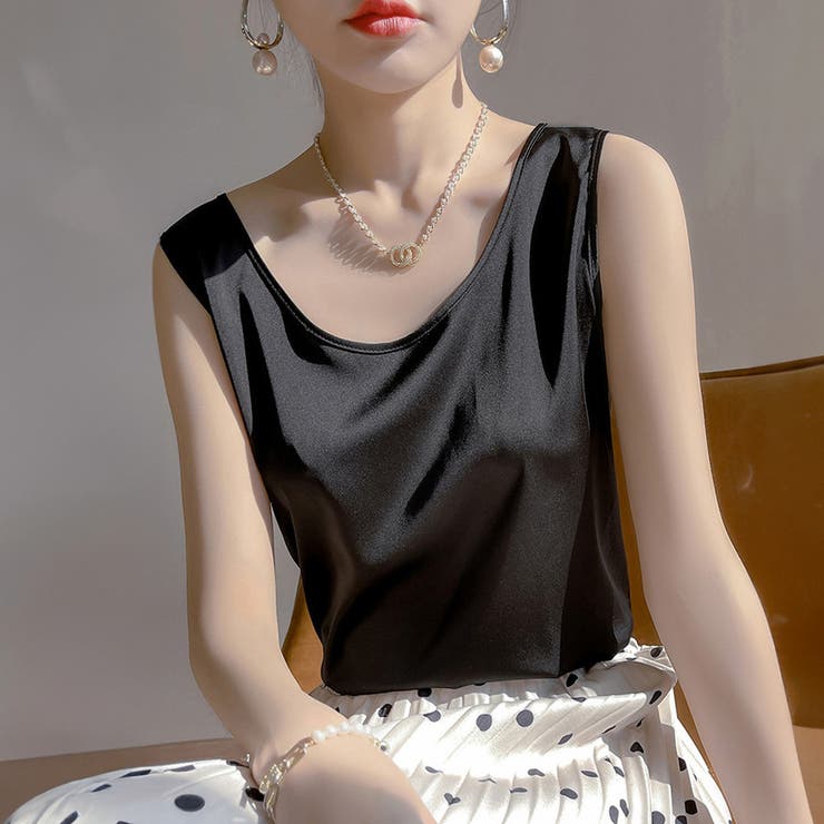 ブラック | タンクトップ レディース Uネック | teddyshop