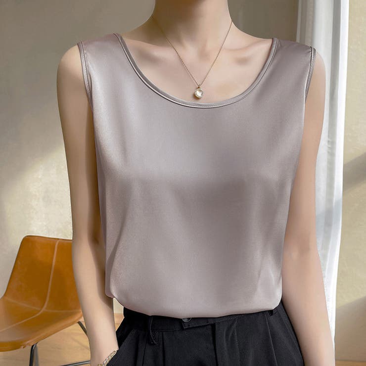 グレージュ | タンクトップ レディース Uネック | teddyshop