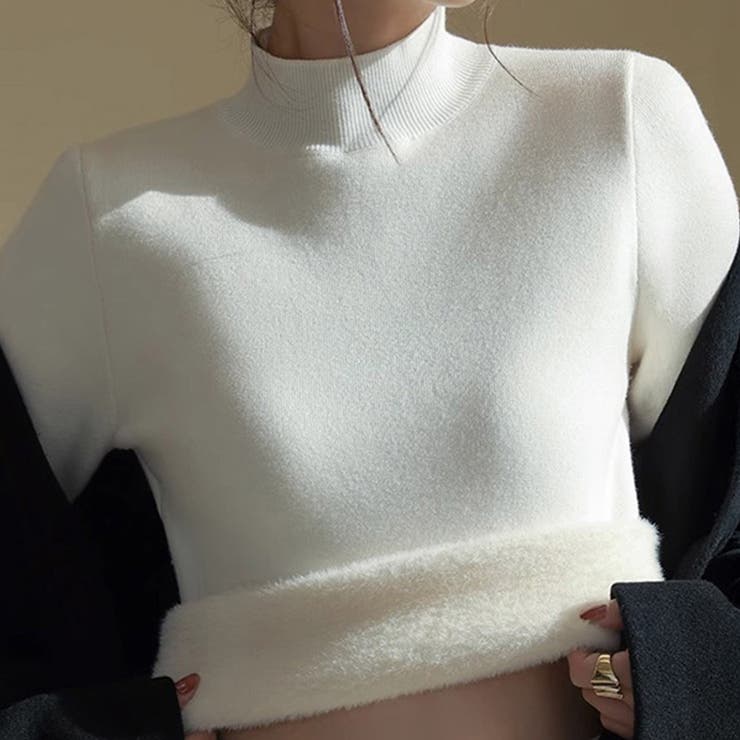 C：ホワイト | 「ずっと寒さと縁切り」裏起毛 ニット シャギー | teddyshop