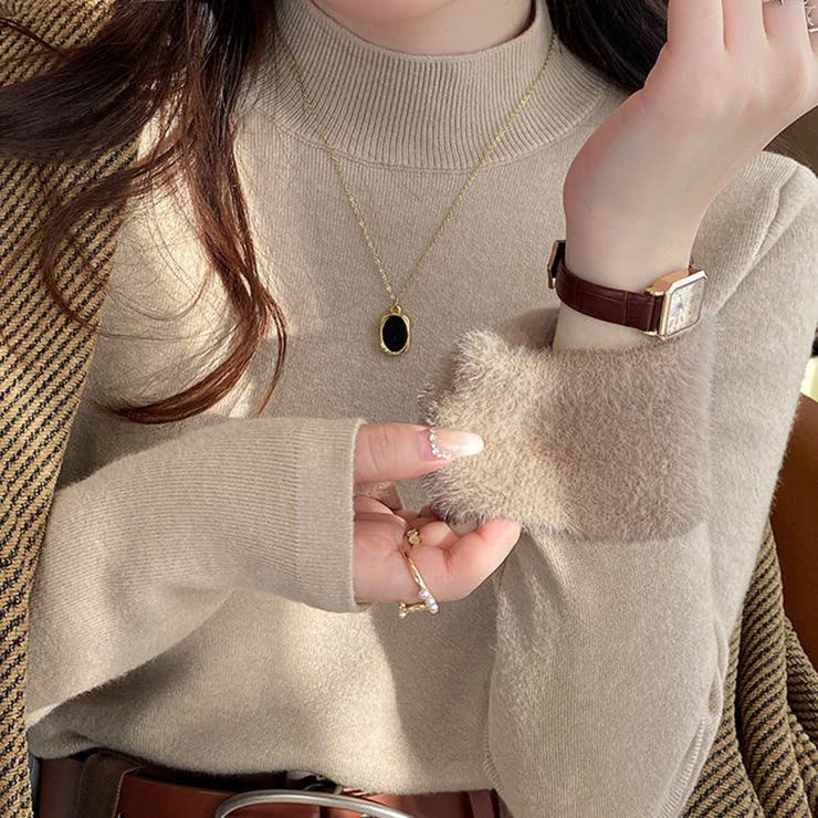 C：グレージュ | 「ずっと寒さと縁切り」裏起毛 ニット シャギー | teddyshop