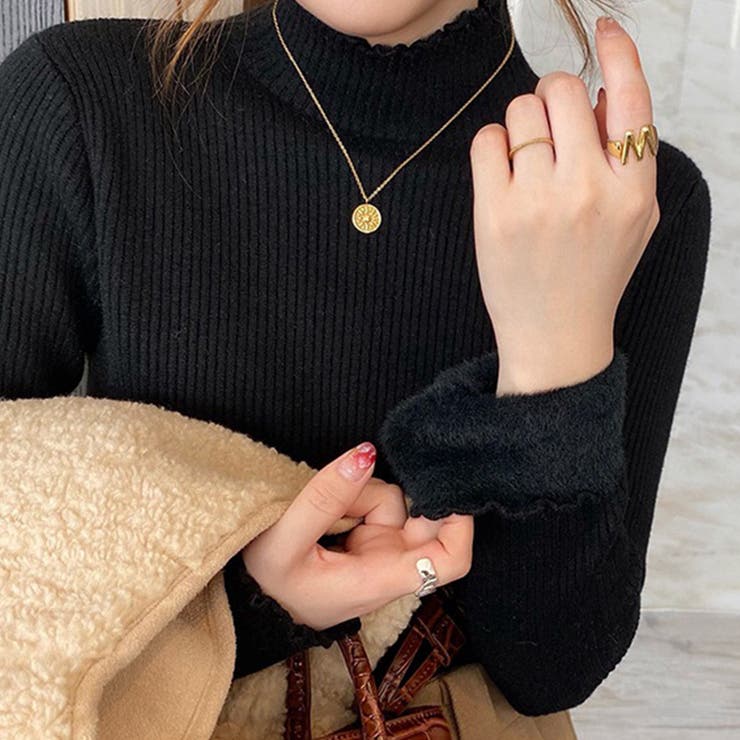 B：ブラック | 「ずっと寒さと縁切り」裏起毛 ニット シャギー | teddyshop