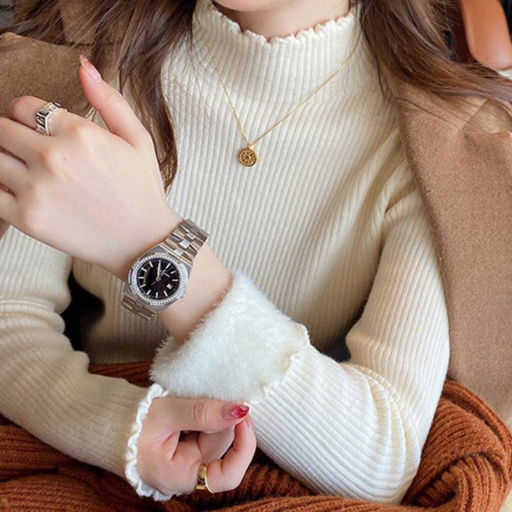 B：アイボリー | 「ずっと寒さと縁切り」裏起毛 ニット シャギー | teddyshop