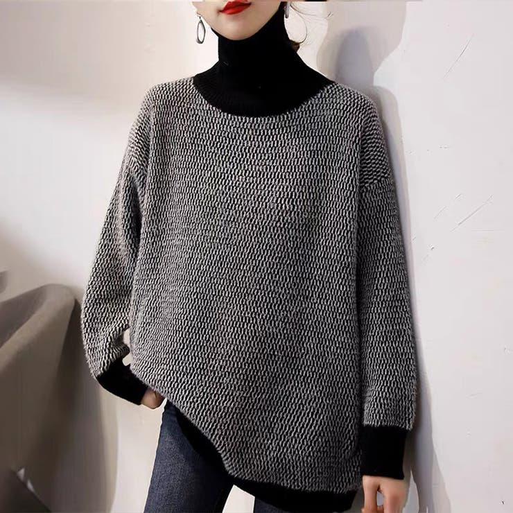 ブラック | 「首元あったかニット」ニット レディース 全3色 | teddyshop