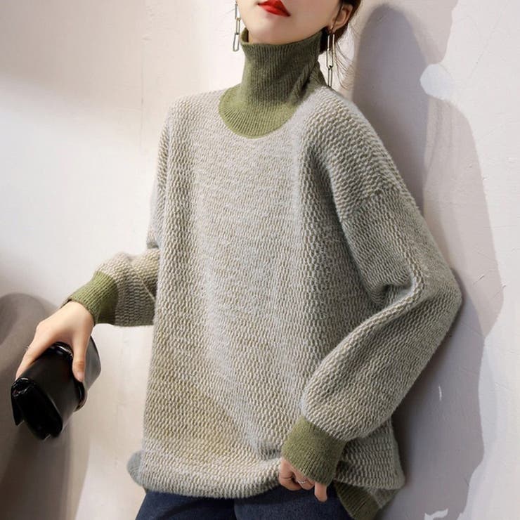 カーキ | 「首元あったかニット」ニット レディース 全3色 | teddyshop