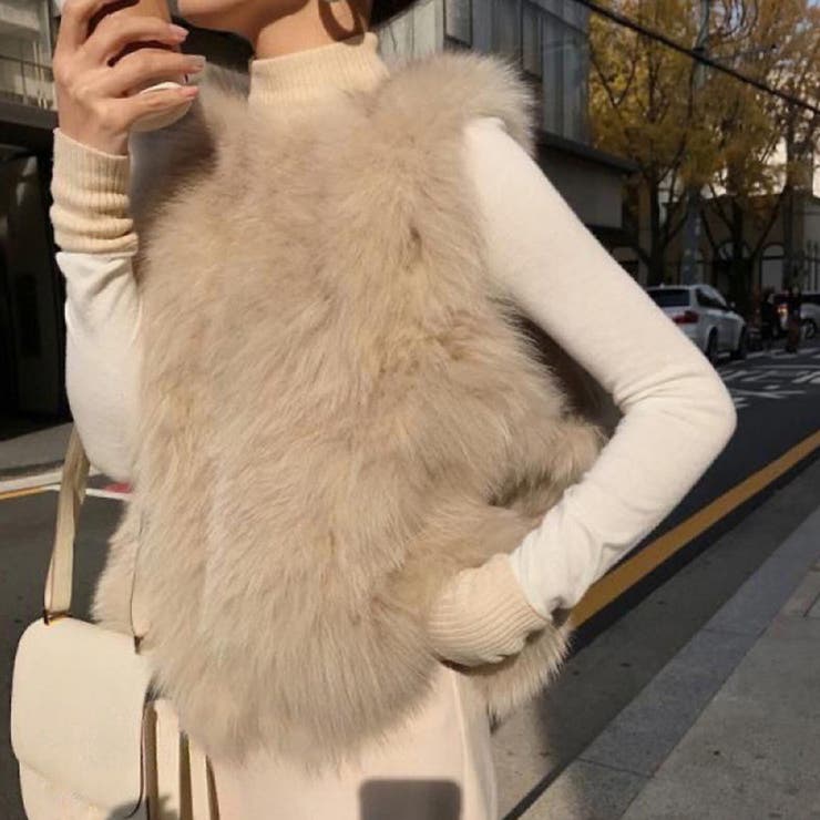 ベージュ | フェイクファー ベスト 秋服 | teddyshop