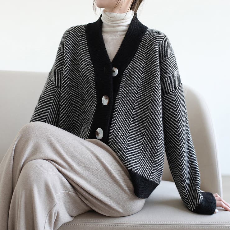 ブラック×ホワイト | カーディガン レディース 全1色 | teddyshop