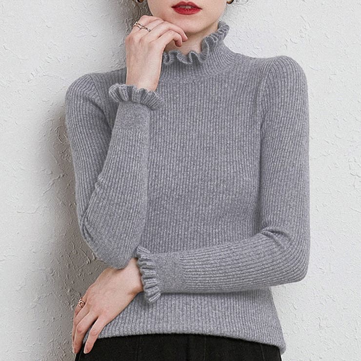 グレー | リブニット トップス 全7色 | teddyshop