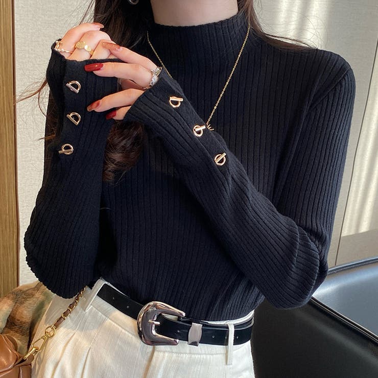 ブラック | ニット トップス 全4色 | teddyshop