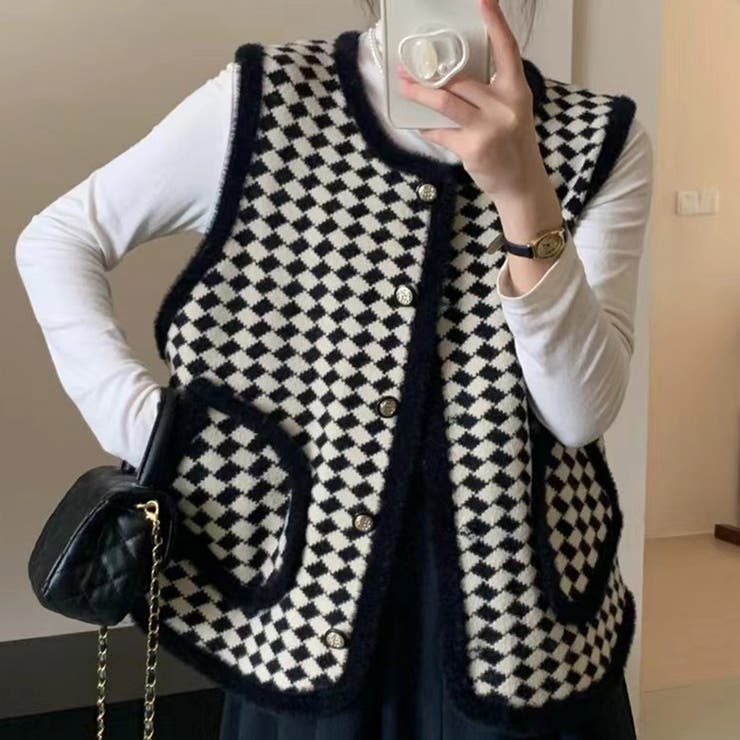 ブラック | ニット ベスト 全2色 | teddyshop