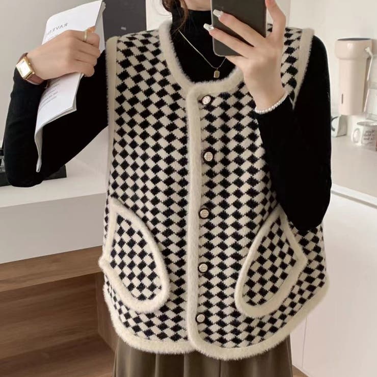 ホワイト | ニット ベスト 全2色 | teddyshop