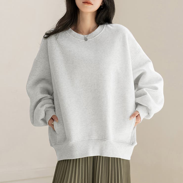 手首も暖める長め袖」裏起毛 スウェット トップス[品番：TY000009338