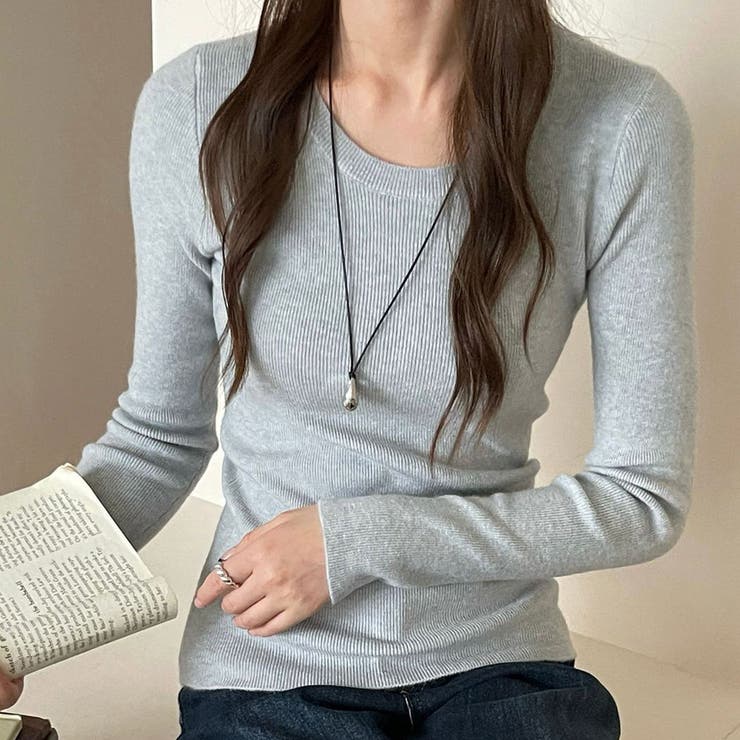 グレー | リブニット トップス 全10色 | teddyshop