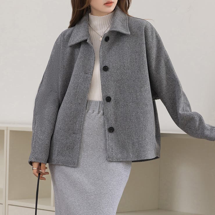 杢グレー | 「袖まくりしても形キープ」コート ショート丈 レディース | teddyshop