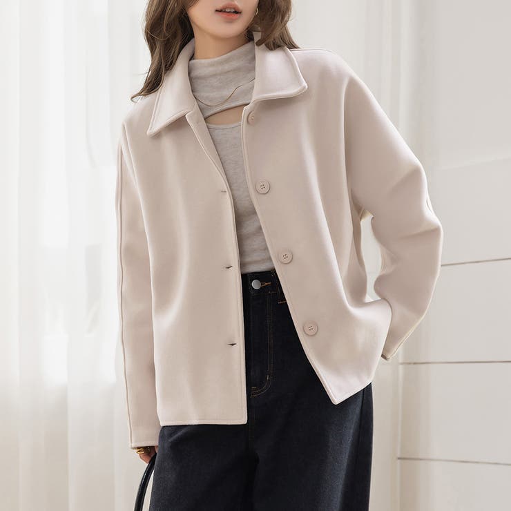 シェルピンク | 「袖まくりしても形キープ」コート ショート丈 レディース | teddyshop