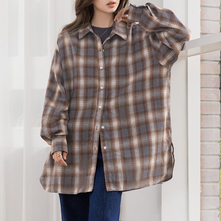 ブラウン | チェックシャツ レディース 全2色 | teddyshop