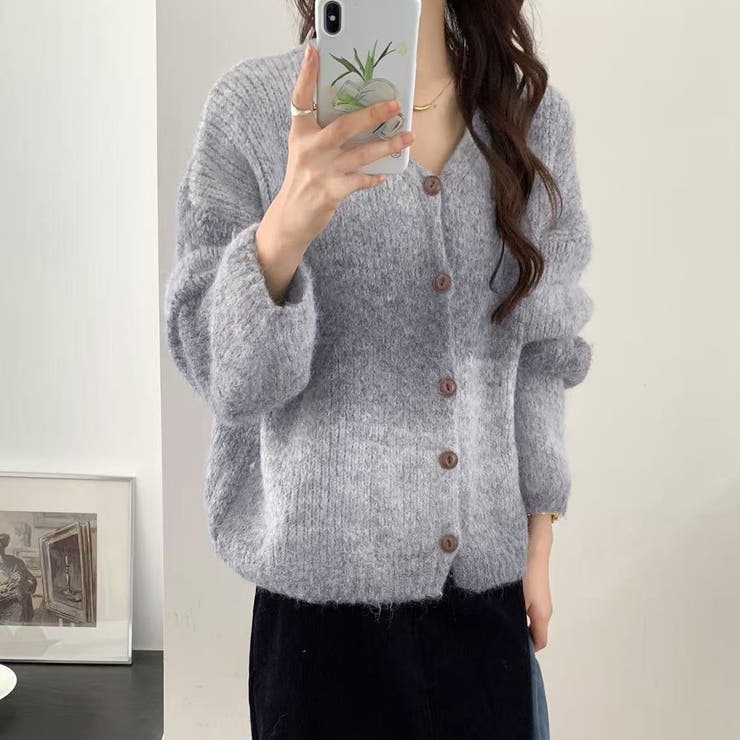 グレー | ニット カーディガン 全2色 | teddyshop