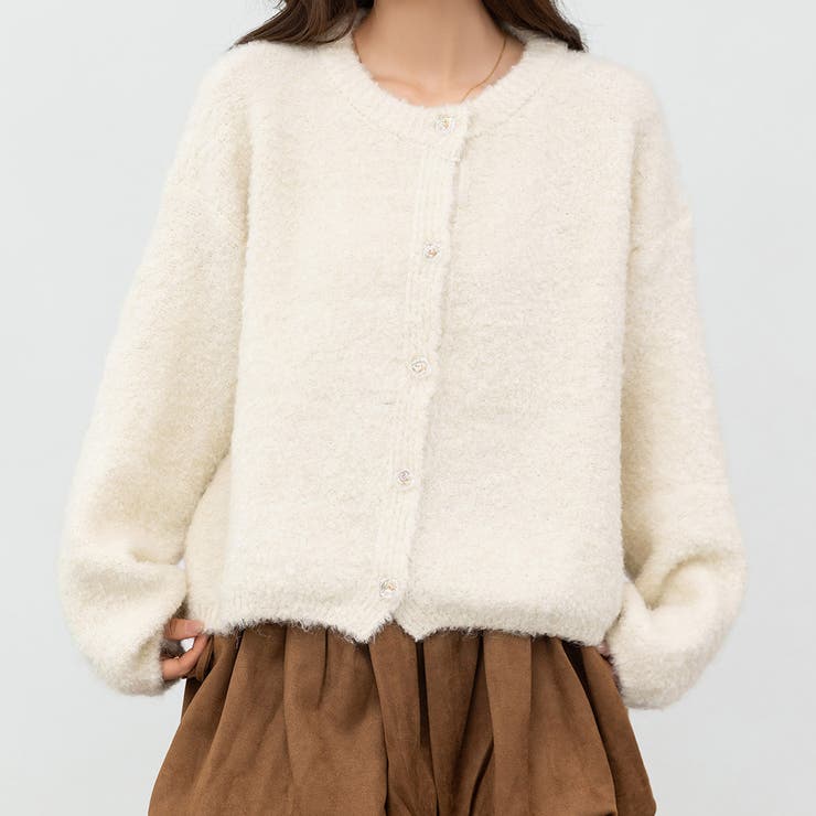 アイボリー | ブークレ カーディガン 全2色 | teddyshop