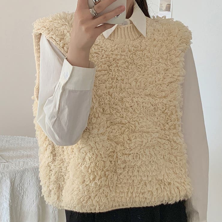 アイボリー | ループニットベスト レディース 全3色 | teddyshop