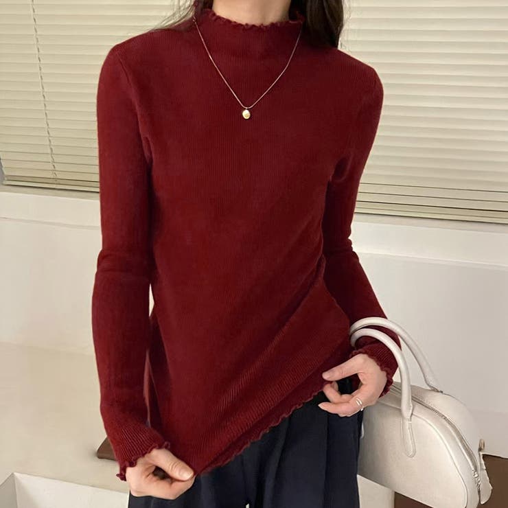 ボルドー | ニット リブ 全6色 | teddyshop