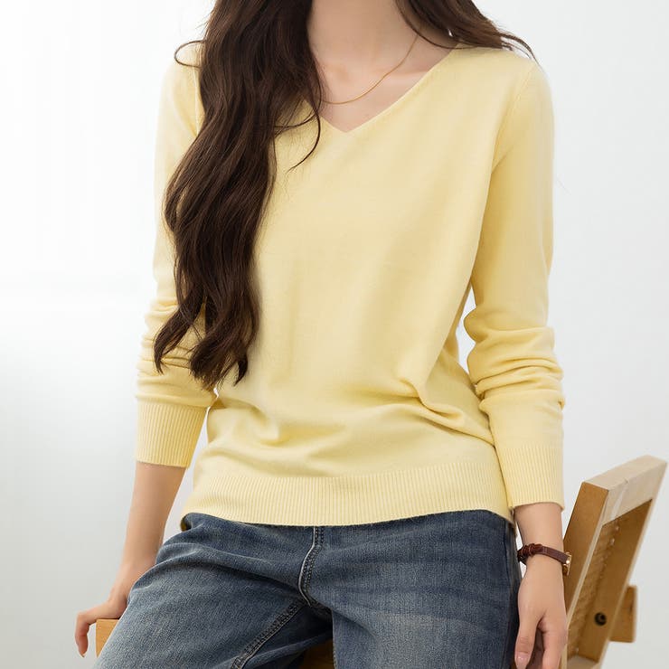 イエロー | ニット トップス 全7色 | teddyshop