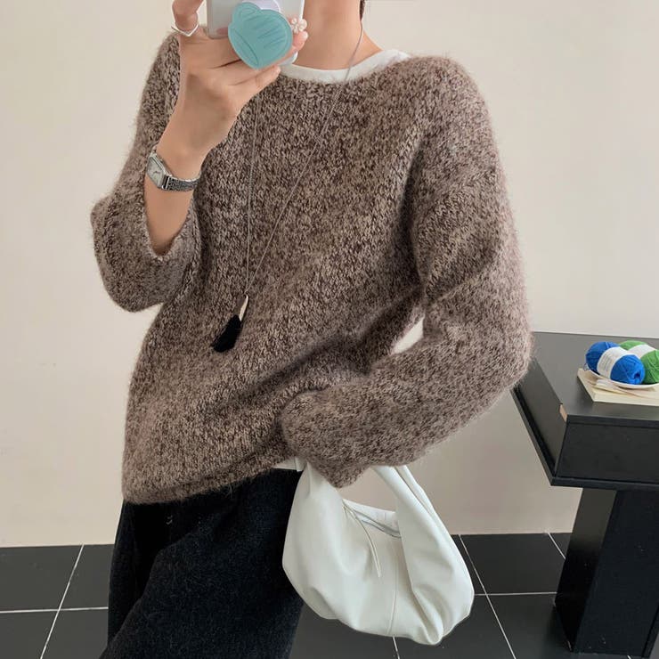 ブラウン | 「ヘリンボーン編みが違う表情を」ニット セーター レディース | teddyshop