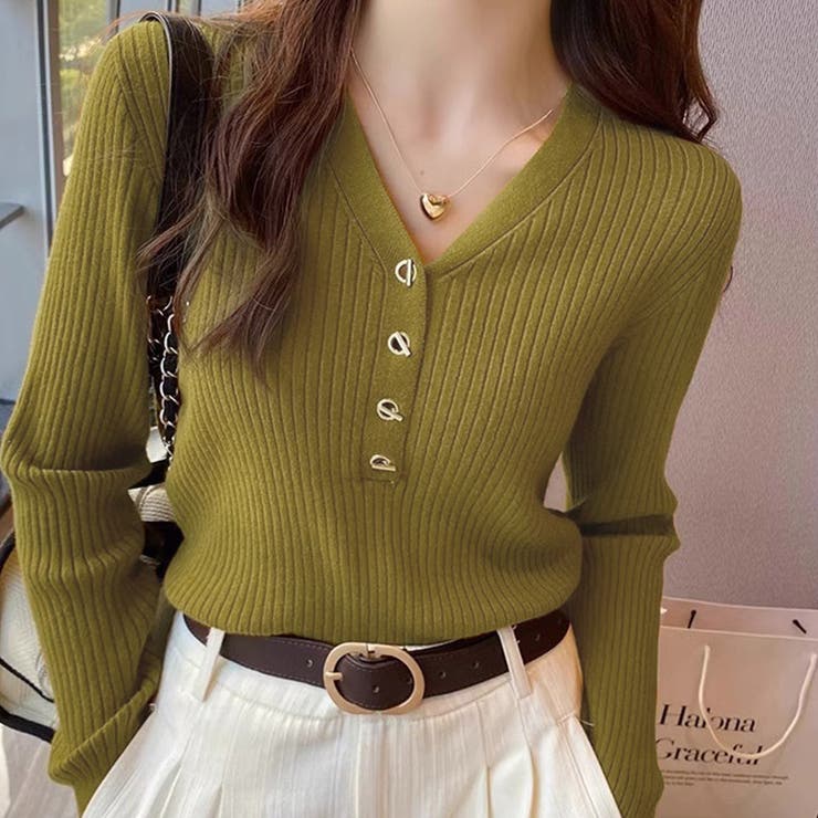 オリーブ | ニット リブ 全5色 | teddyshop