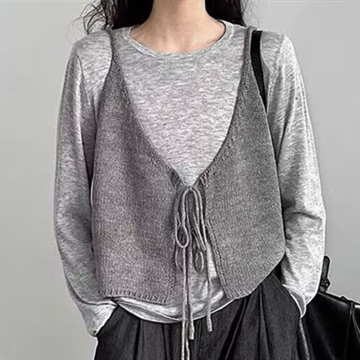 グレー | 「2wayで着回し楽しむ」ニットビスチェ キャミソール レディース | teddyshop