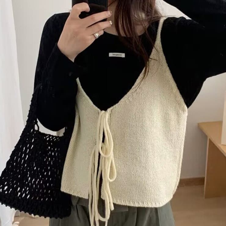 アイボリー | 「2wayで着回し楽しむ」ニットビスチェ キャミソール レディース | teddyshop