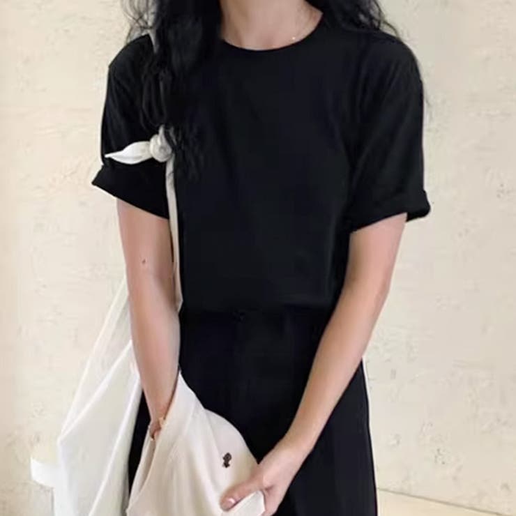 ブラック | 「ちょうど良いサイズ感◎」Tシャツ レディース 全4色 | teddyshop