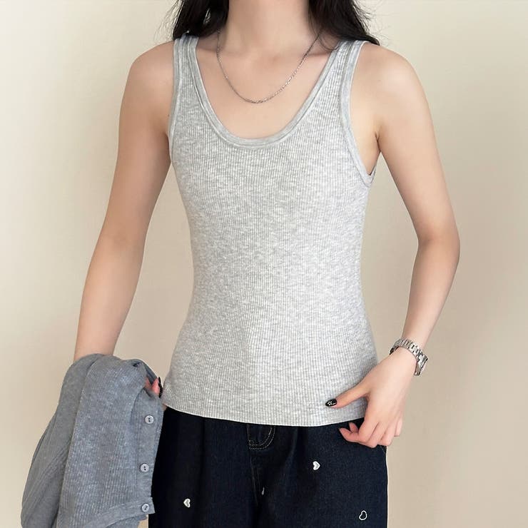 ライトグレー | タンクトップ 細リブ 全6色 | teddyshop