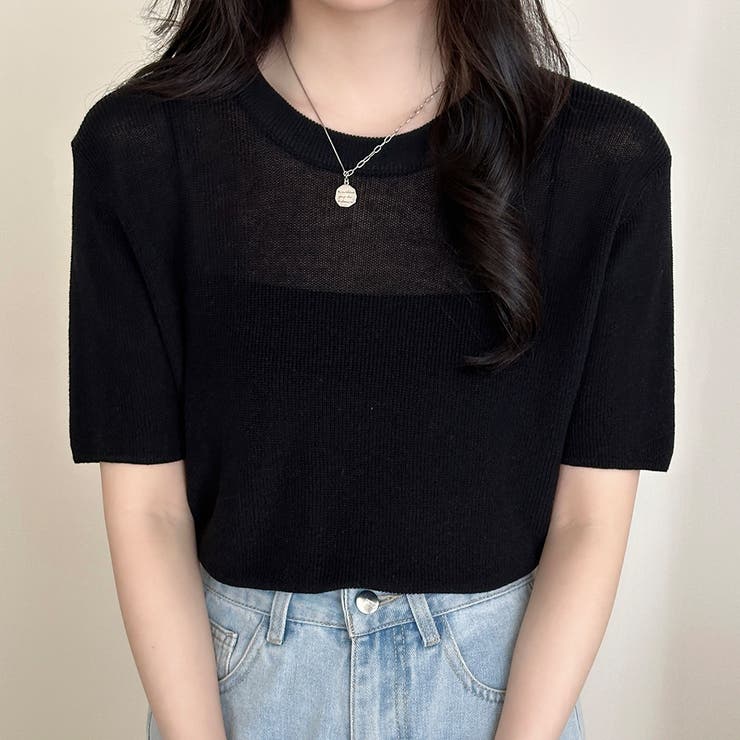 ブラック | シアー サマーニット 全5色 | teddyshop