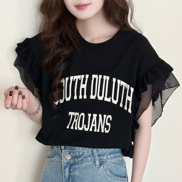 ブラック | フリル Tシャツ 全4色 | teddyshop