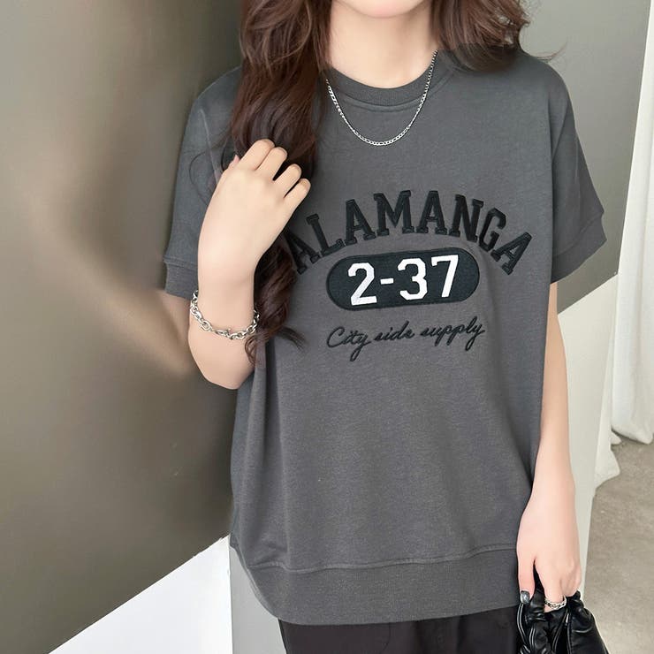 ダークグレー | 「リブで締まって見える」ロゴTシャツ レディース 全3色 | teddyshop