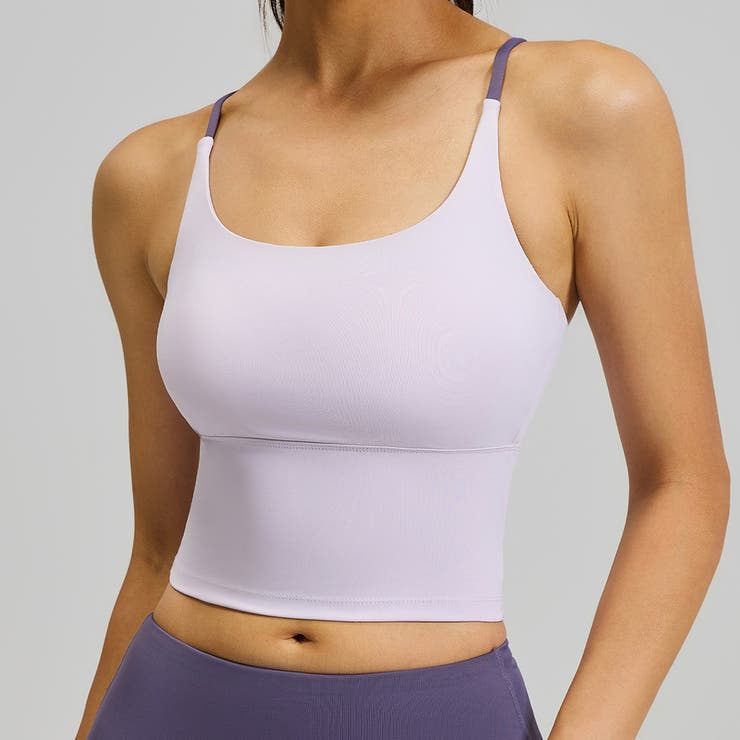 パープル | ヨガウェア トップス カップ付 | teddyshop