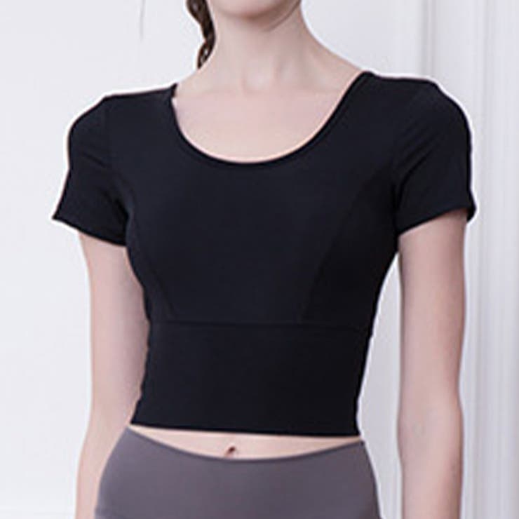 ブラック | ヨガウェア トップス 半袖 | teddyshop