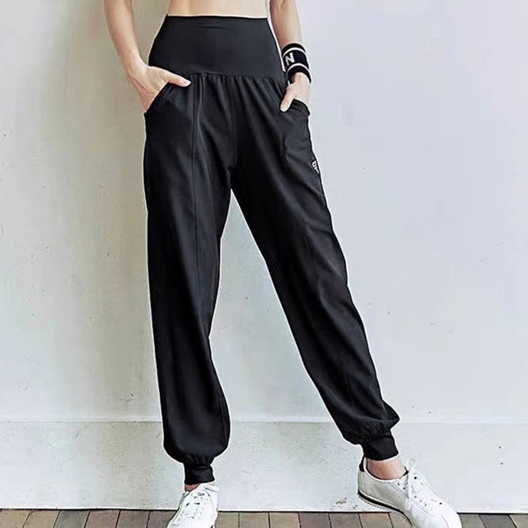 ブラック | ジョガーパンツ ヨガパンツ ハイウエスト | teddyshop