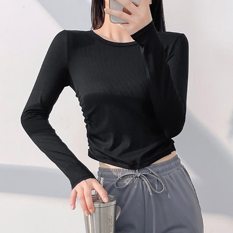 ブラック | ヨガウェア トップス 長袖 | teddyshop
