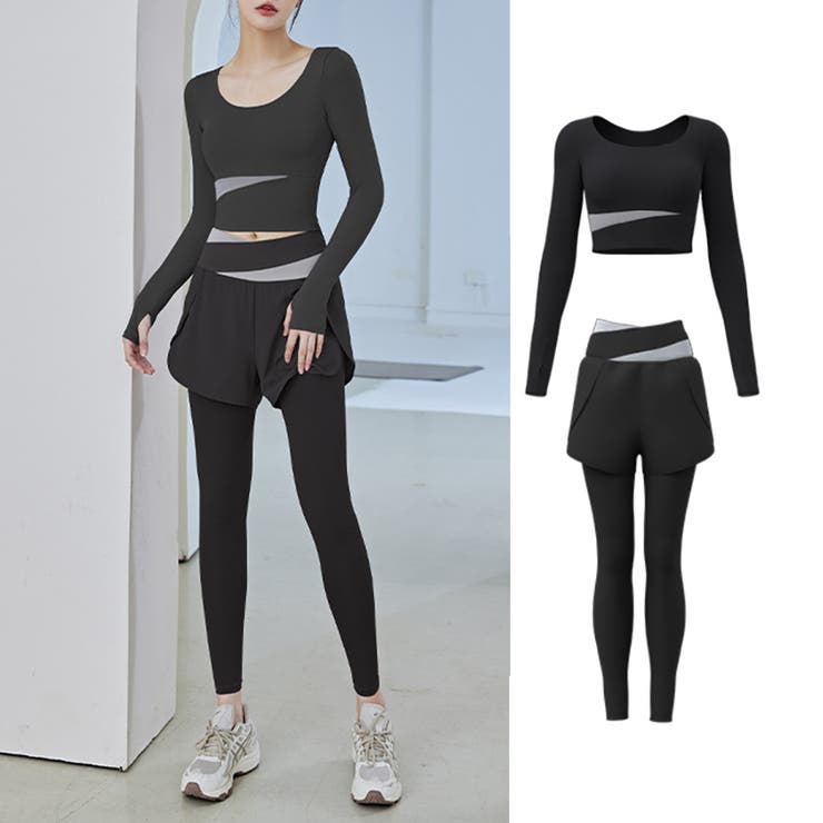 ブラック | ヨガウェア トップス カップ付き | teddyshop