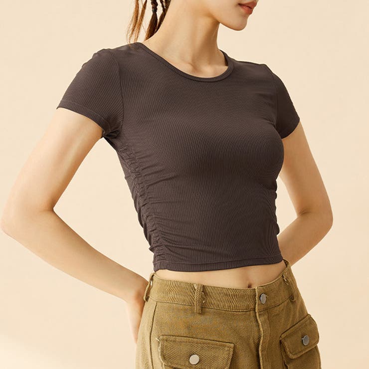 ダークブラウン | ヨガウェア トップス 全3色 | teddyshop