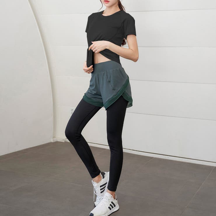 ブラック×アッシュグリーン | ヨガウェア レディース 全5色 | teddyshop