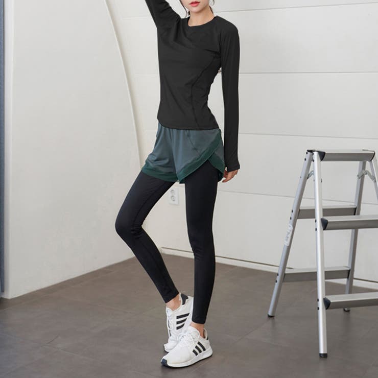 ブラック×アッシュグリーン | ヨガウェア レディース 全5色 | teddyshop