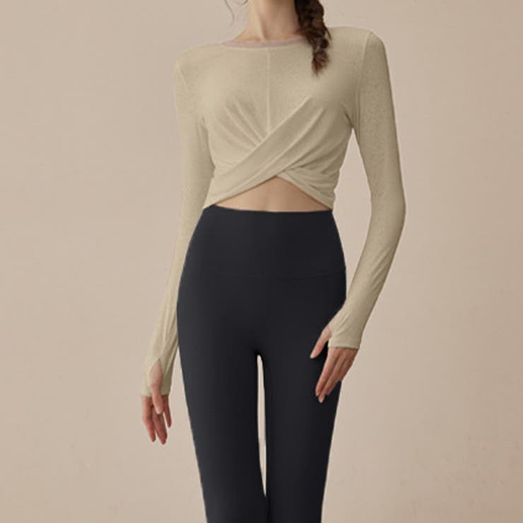 ベージュ×ブラック | ヨガ ウェア 上下セット | teddyshop