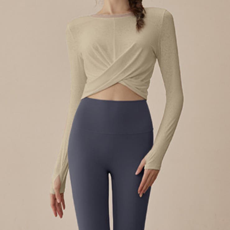 ベージュ×チャコール | ヨガ ウェア 上下セット | teddyshop