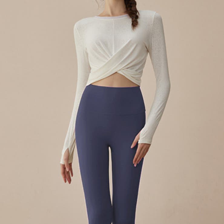 ホワイト×ネイビー | ヨガ ウェア 上下セット | teddyshop