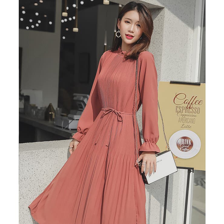 レディース 襟フリル袖コンシャス長袖ミモレ丈プリーツワンピース 品番 Ty Teddyshop テディーショップ のレディースファッション通販 Shoplist ショップリスト