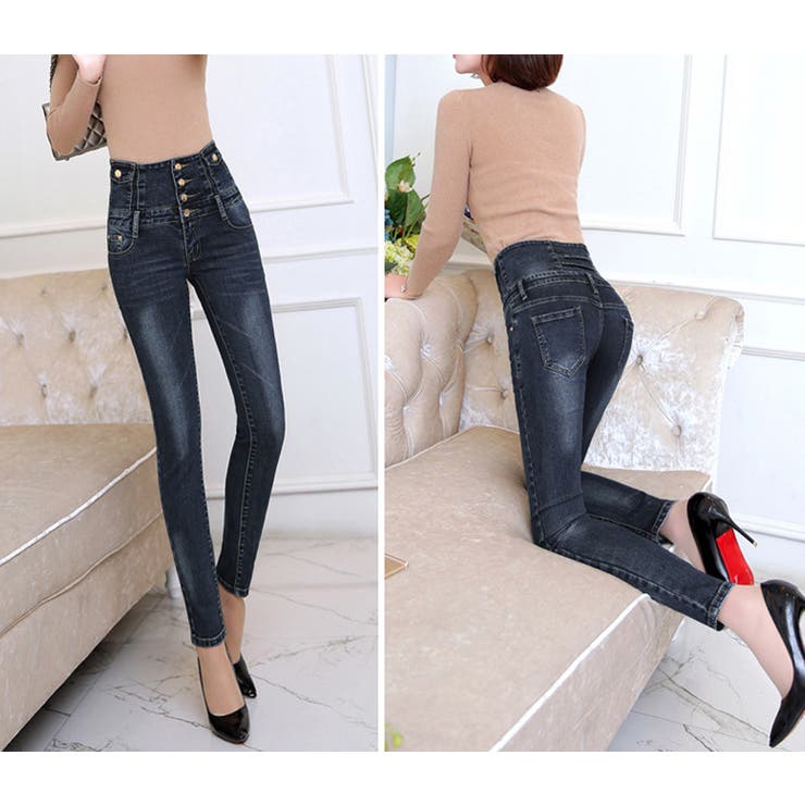 デニムパンツスキニーパンツレディースボトムスストレッチ黒大きいサイズおしゃれ美脚ストレッチ脚長2タイプ裏起毛レギンスパンツ無地シンプルポケットカジュアルストリートハイウエスト体型カバースタイルアップ着回し普段着オールシーズン