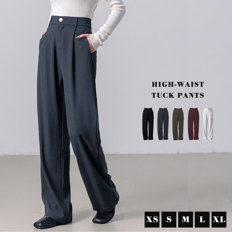 ハイウエスト タックパンツ スラックス | teddyshop | 詳細画像2 